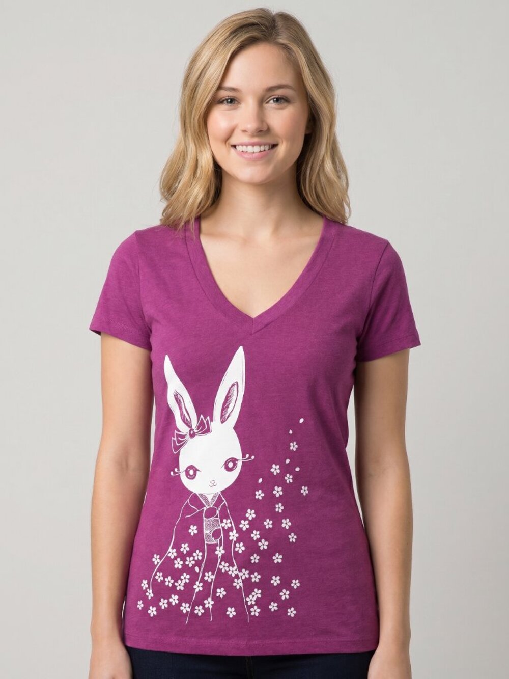 Kawaii kimono bunny slim fit hot pink tee